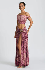 Eva Top - Magenta Orchid Print