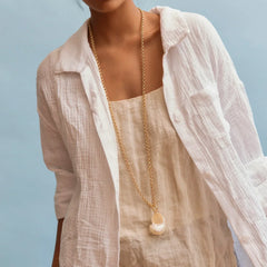 Ophelia Shell Wrap Necklace - Gold/Pearl