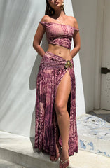 Saira Maxi Skirt - Magenta Orchid Print