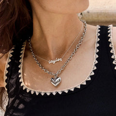 Millie Mini Bubble Heart Necklace - Silver
