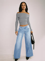 Pearlisle Low Rise Baggy Jeans Light Wash