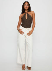 Libbey Hardware Detail Textured Bodysuit Brown