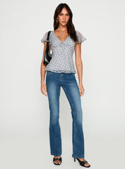 My Last Love Top Blue Check