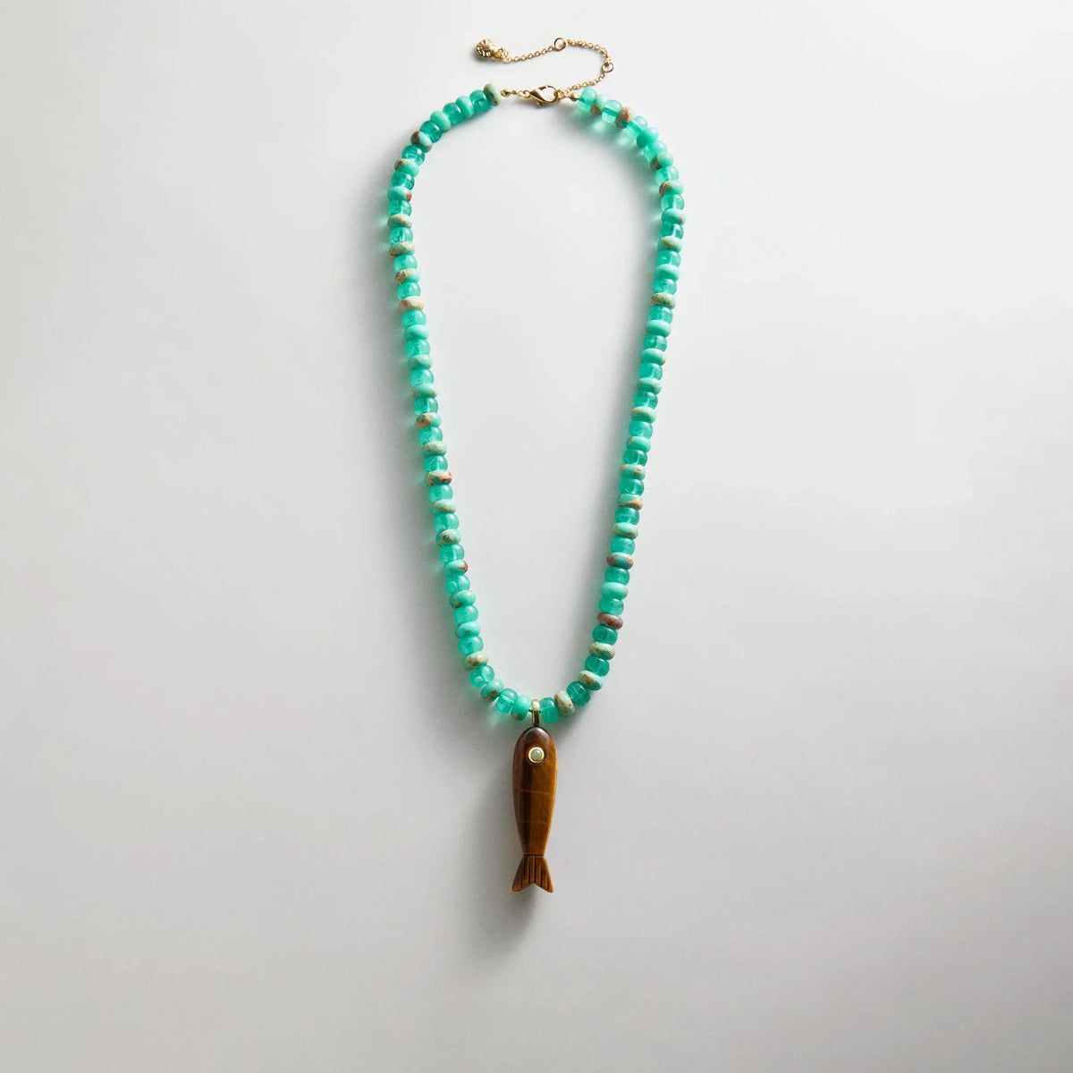 Sun Drift Semi-Precious Pendant Necklace - Brown Fish