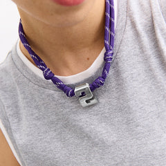 Knotty Varsity Custom Necklace - Purple Single Digit