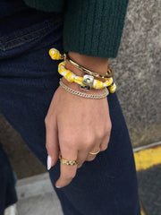 Knotty Varsity Number Custom Bracelet - Bright Yellow Double Digit