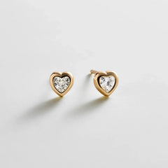 Paloma 14K Gold Heart Earrings - Heart Stone