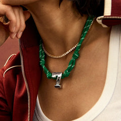 Knotty Varsity Custom Necklace - Bright Green Single Digit