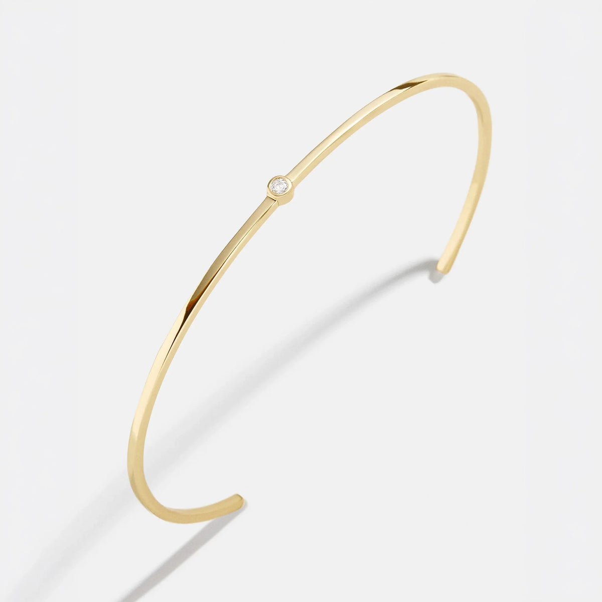 Yasmine 18K Gold Cuff Bracelet - Stone Center
