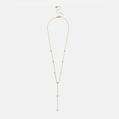 Yasmine Gold Lariat Necklace - Gold/Pavé
